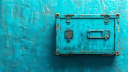 Poster - Innovative Sci-Fi Panels Featured on a Blue Technological Wallpaper, Created as a 3D Render