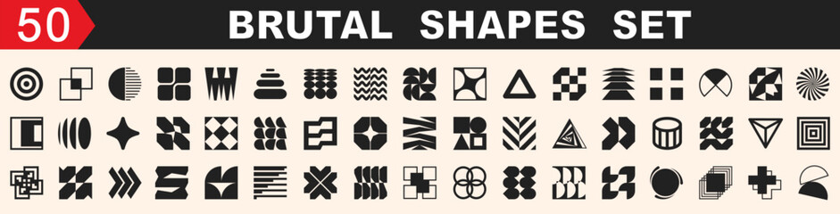 Wall Mural - brutal shapes minimal style design geometric set. postmodern geometric forms. collection vector shap