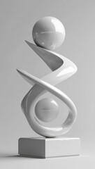 Fototapete - A 3D rendering depicts large pearls arranged in curved lines set against a clear sky