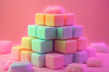 Poster - A vibrant geometric pattern composed of 3D cubes featuring a gradient effect