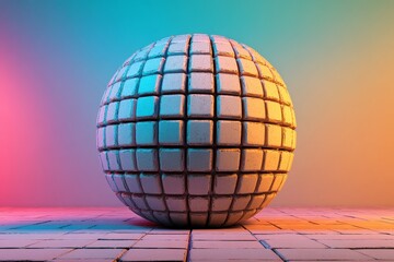 Fototapete - A sphere with an abstract pattern is rendered in 3D against a blue background