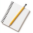 © จรัญ กาษาวัต - Blank Spiral Notebook and Yellow Pencil on White Background Ready for Your Message