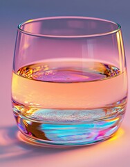 Poster - A colorful transparent glass ring is depicted in an abstract 3D rendering with reflections