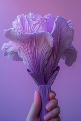 Poster - A 3D rendering depicts flowing ribbons in various purple hues, arranged in an abstract manner