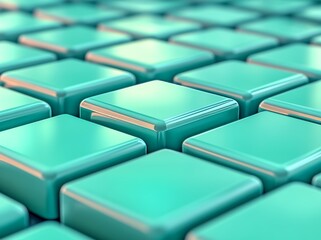 Fototapete - A mint green cube design forms a 3D geometric pattern as the background