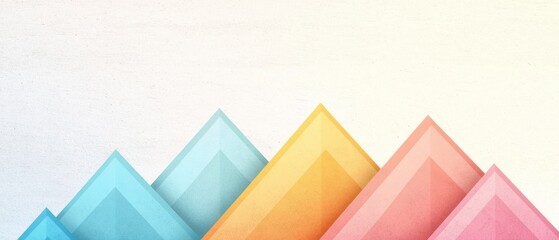 Aufkleber - Abstract geometric shapes in pastel colors layered to create a mountain-like design against a textured background.