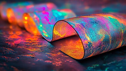 Poster - A vibrant 3D rendering featuring reflections in a kaleidoscope of colors and crystalline patterns