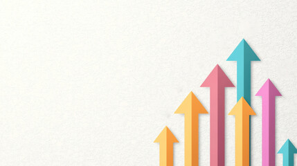 Poster - Colorful arrows pointing upwards on a textured background symbolize growth and progress in various contexts.