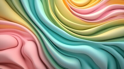 Poster - The abstract background is created from a 3D render of multicolored pastel colored 3D ribbons