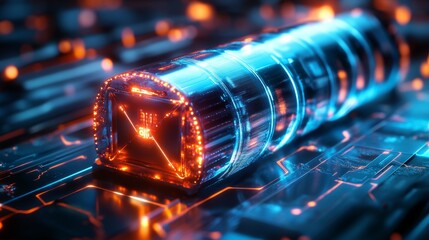 Poster - futuristic energy source concept digital landscape 3d render cyber environment close-up view advance