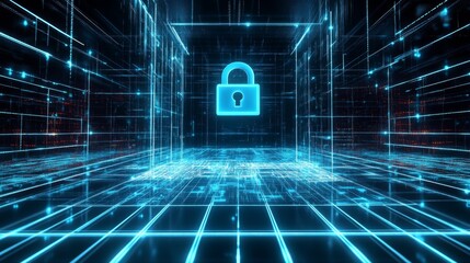 Poster - Cybersecurity measures digital world infographic virtual environment modern viewpoint data protection concept