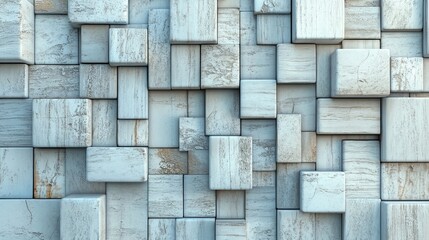 Poster - The arrangement of 3D Tiles creates a Silver wall, complemented by a luxurious Rectangular Background made from Glossy blocks in a 3D Render