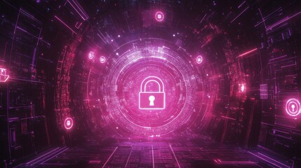 Poster - Cybersecurity measures in digital environments protecting data virtual space infographic futuristic conceptual
