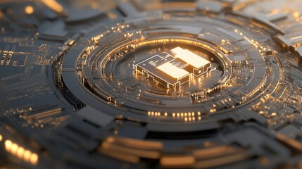 Poster - Innovative technology circuit design futuristic lab digital art high-tech environment close-up view modern concepts