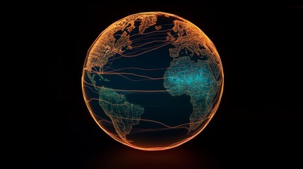Poster - global network visualization of earth’s connectivity digital art virtual environment abstract perspe