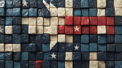 Poster - Australia's national flag is reimagined in a cutting-edge 3D style, embodying the nation's commitment to technology and progress, set against a backdrop of modern tech