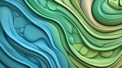 Poster - A Colorful 3D Render featuring an abstract background consisting of Green 3D Waves is displayed