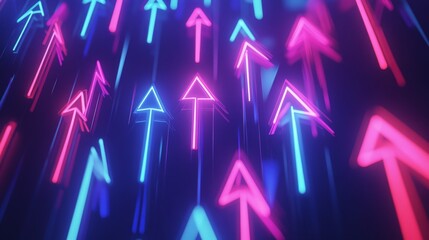 Poster - Dynamic neon arrow patterns abstract digital artwork modern design vibrant colors futuristic aesthetic