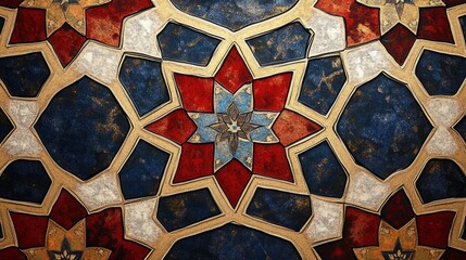 Poster - Intricate geometric patterns historical architecture design art cultural heritage close-up view decorative elements for inspiration
