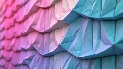 Poster - A Bright and Modern 3d Texture Comprising an Abstract Surface with Triangular Pyramids in White, Blue and Pink