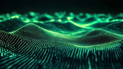 Poster - A 3D render illustrates the concept of network cyber security in a futuristic and green digital style
