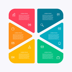 Poster - 6 steps diagram with space for text. marketing and business infographics