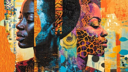 Poster - Cultural expression through art urban gallery digital illustration vibrant atmosphere close-up perspective identity themes