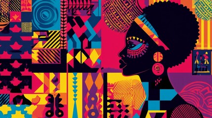 Poster - Vibrant cultural art showcase urban environment digital artwork colorful patterns creative expression