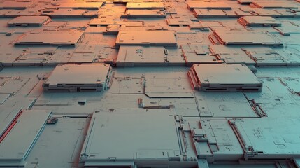 Poster - The background image features neatly arranged glossy cubes in grey, exemplifying contemporary tech wallpaper through 3D rendering