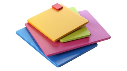 Poster - Stacked Colorful Squares on White Background