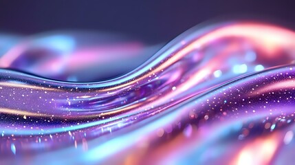 Aufkleber - flowing abstract waves with glowing particles in purple, pink and blue colors creating magical ether