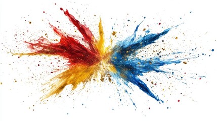 Poster - Vibrant color explosion abstract art creation digital canvas creative studio aerial view artistic expression
