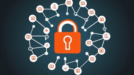 Poster - Cybersecurity action protecting data privacy in modern technology environments
