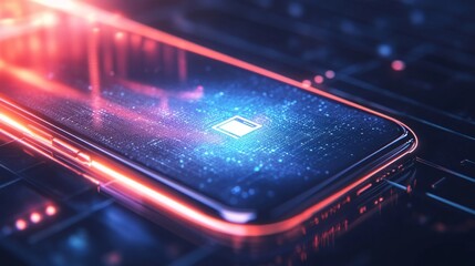 Poster - innovative smartphone technology digital world tech image cyber environment close-up view futuristic