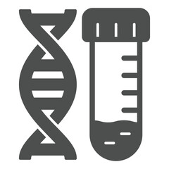 Poster - dna chain with flask solid icon, genetic research concept. vector graphics. test tube dna result sig