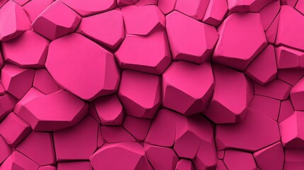 Poster - The atmosphere is characterized by a futuristic surface covered in tetrahedrons, set against a vibrant hot pink, three-dimensional 3D background