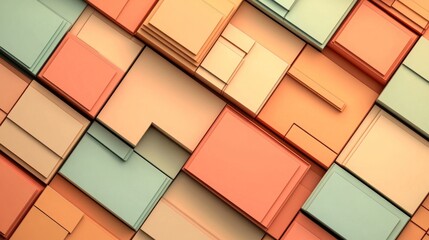 Poster - The background is an abstract formation of interlocking shapes in orange and yellow, rendered in 3D tech