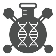 Poster - dna sample flask solid icon, genetic research concept. vector graphics. medical glass with dna chain
