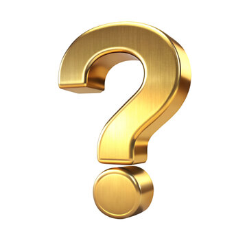 Golden question mark isolated on transparent background