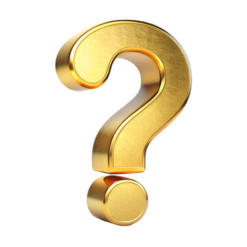 Golden question mark isolated on transparent background