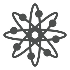 Poster - atom solid icon, physics science concept. vector graphics. orbits around atom structure sign on whit