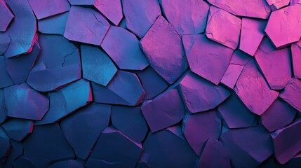 Poster - A business 3D render with copy space has been designed, showcasing abstract wallpaper made from turquoise and purple 3D blocks