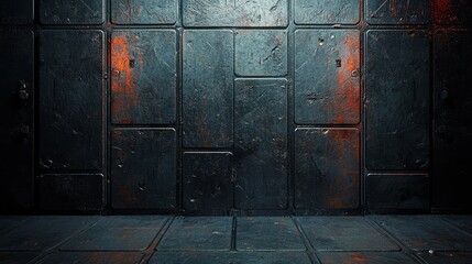 Poster - The tech wallpaper has a dark and sci-fi style appearance with 3D panels in black