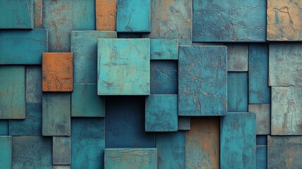 Poster - A 3D render features precisely aligned translucent cubes with a grey, futuristic tech background