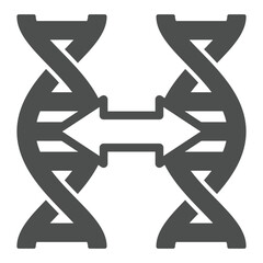 Poster - two dna chains with distance arrow solid icon, genetic research concept. vector graphics. dna chain 