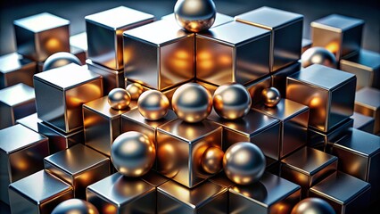 Poster - Symmetrical Metallic Forms: Abstract Still Life with Soft Lighting