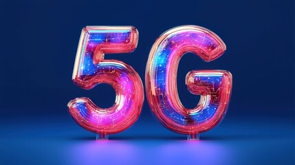 Poster - Bold number 50 with vibrant blue background representing milestones in 5g technology and automated innovations ahead