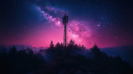 Poster - Dark sky with pink and purple hue representing 5g iot connectivity optimization and future innovations
