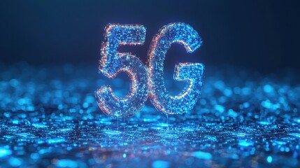 Poster - Number 50 with blue background representing ai-driven 5g data transmission in a digital world of connectivity