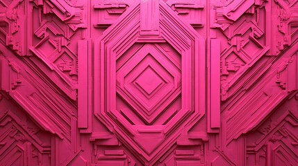 Poster - The background features 3D, Futuristic, Blocks stacked into a Diamond Shaped block formation, accompanied by a wall made up of Pink, Semigloss Mosaic Tiles arranged in a particular shape, generated